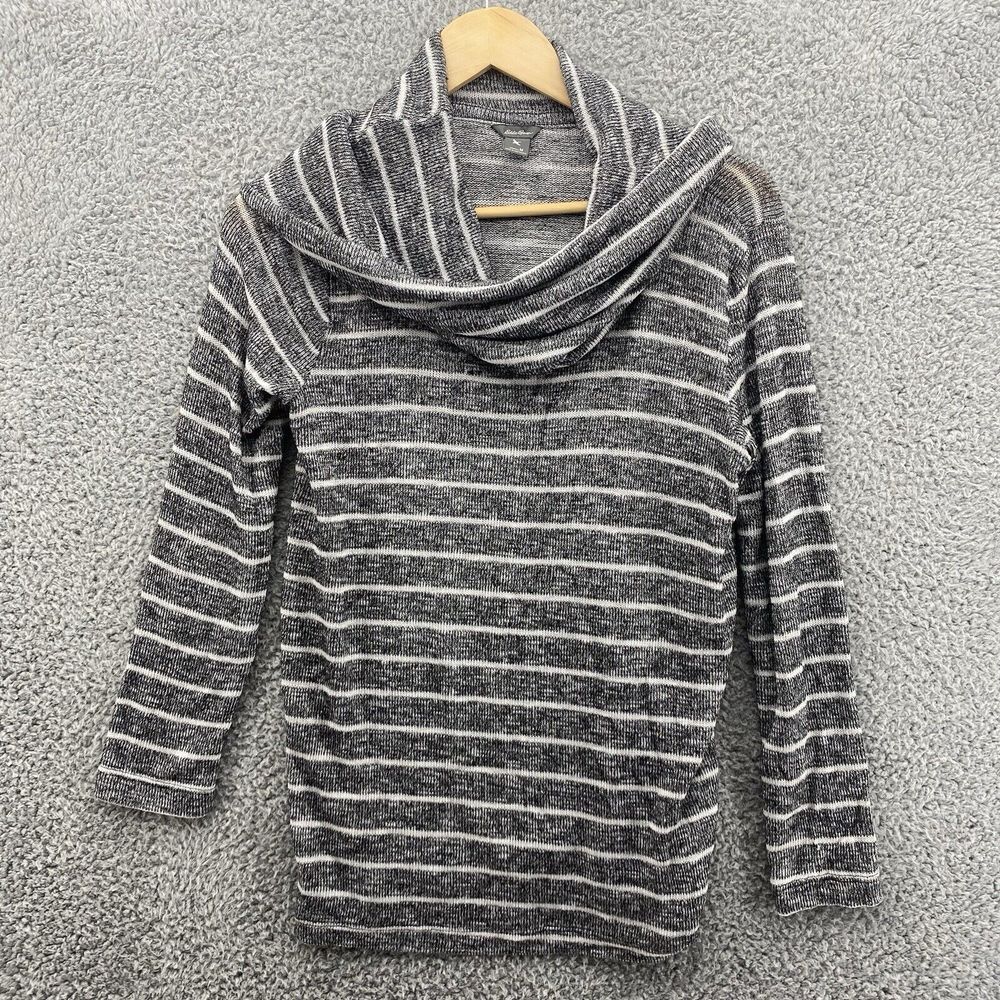 Eddie Bauer Women's Cowl Neck Long Sleeve Sweater Lounge Sleep Med Gray Pullover